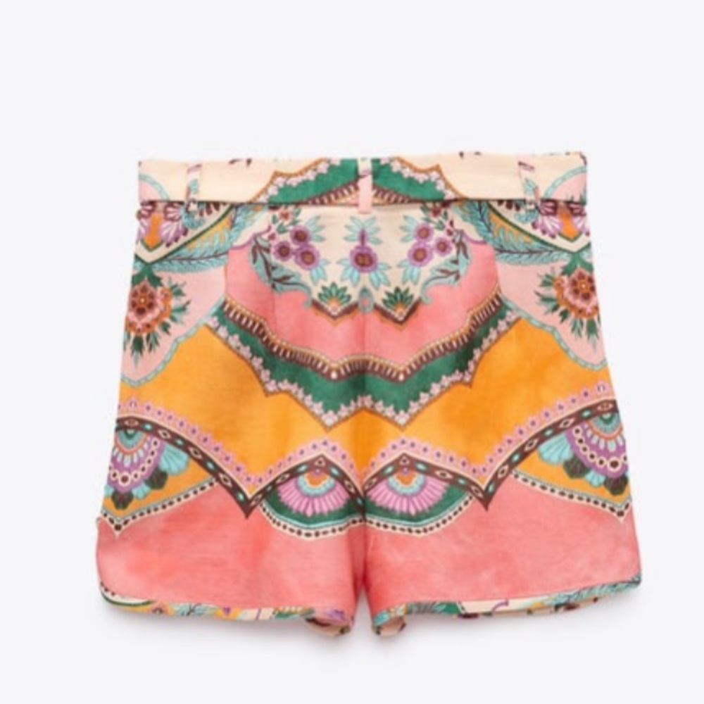 Zara linen blend printed shorts🏷💗💚 - Picture 7 of 9